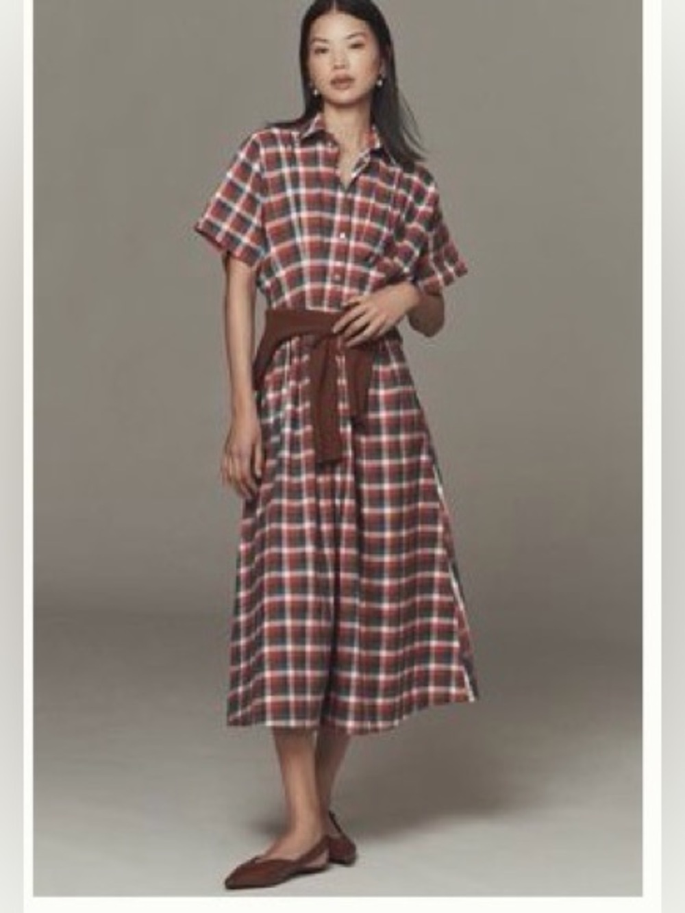 Anthropologie Exquise Dress- Raspberry Checked -  XXS
